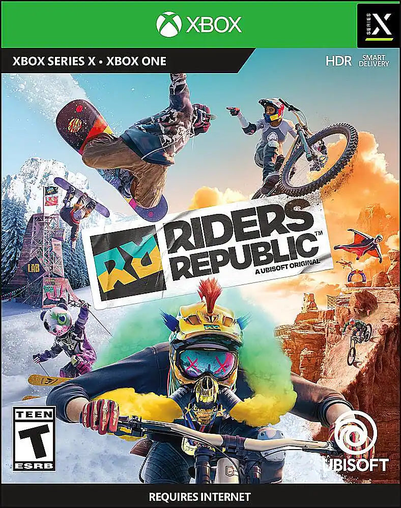 Riders Republic cover art for Xbox Series X (XSX) extreme sports racing video game