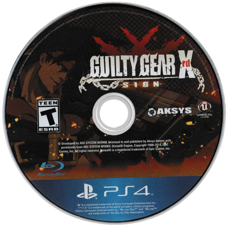Guilty Gear Xrd: Sign – PlayStation 4 (PS4) video game disc, anime-style 2D fighting game