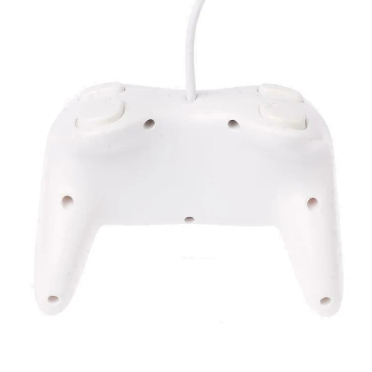 White Wii Classic Pro Style Controller for Nintendo Wii and Wii U featuring ergonomic dual analog sticks responsive shoulder buttons comfortable grip wired controller design compatibility with Virtual Console and classic games collectible gaming appeal