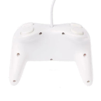 White Wii Classic Pro Style Controller for Nintendo Wii and Wii U featuring ergonomic dual analog sticks responsive shoulder buttons comfortable grip wired controller design compatibility with Virtual Console and classic games collectible gaming appeal