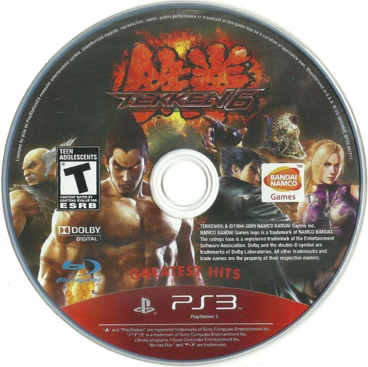 Tekken 6 [Greatest Hits] – PlayStation 3 (PS3) disc for video game for PS3