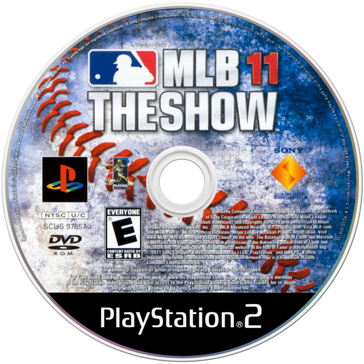 MLB 11: The Show disc art for PlayStation 2 (PS2) featuring authentic baseball simulation with real teams, players, and immersive stadium gameplay.