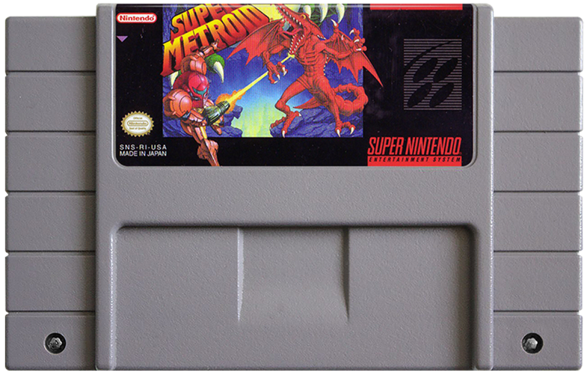 Super Metroid cartridge for Super Nintendo Entertainment System (SNES) retro video game