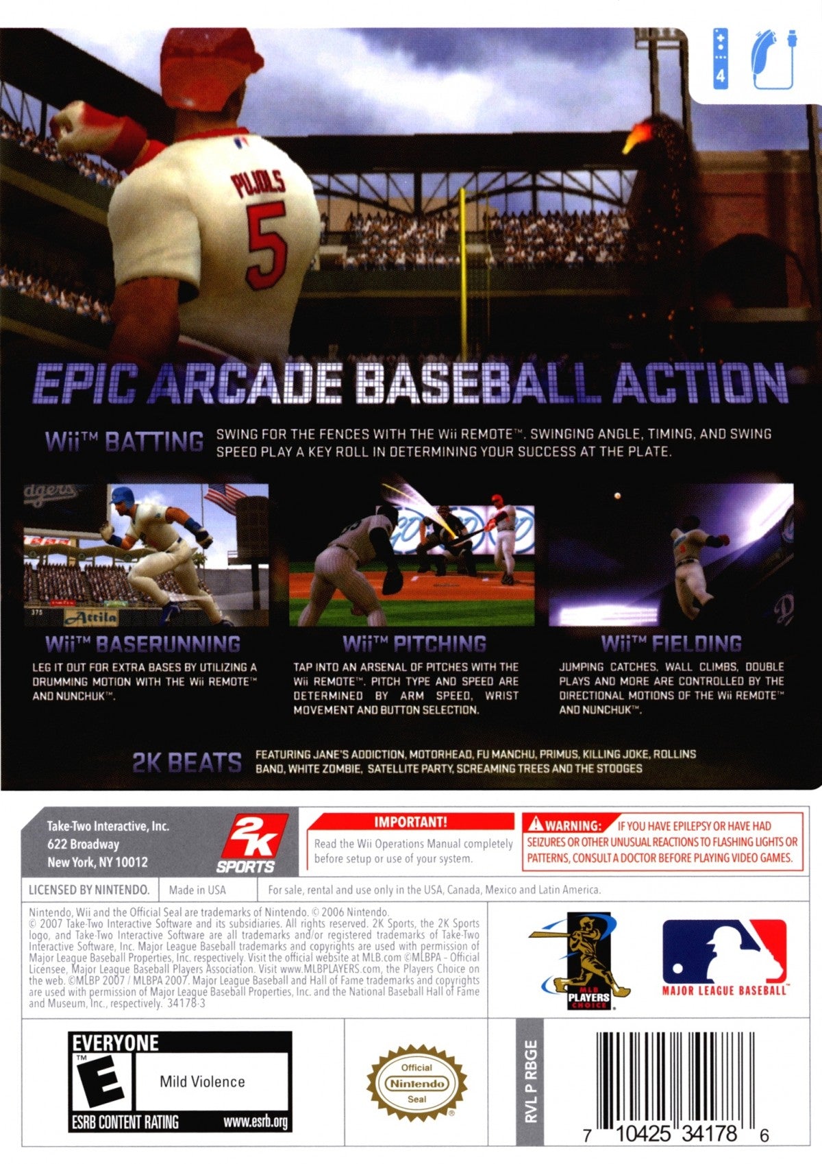 The Bigs – Nintendo Wii (Wii) arcade-style baseball sports video game back of case