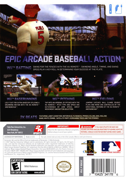 The Bigs – Nintendo Wii (Wii) arcade-style baseball sports video game back of case
