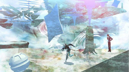 El Shaddai Ascension of the Metatron game featuring action platforming gameplay with stylized visuals inspired by religious themes fast paced combat weapon switching and a narrative following Enoch on a celestial mission to recover fallen angels gameplay  