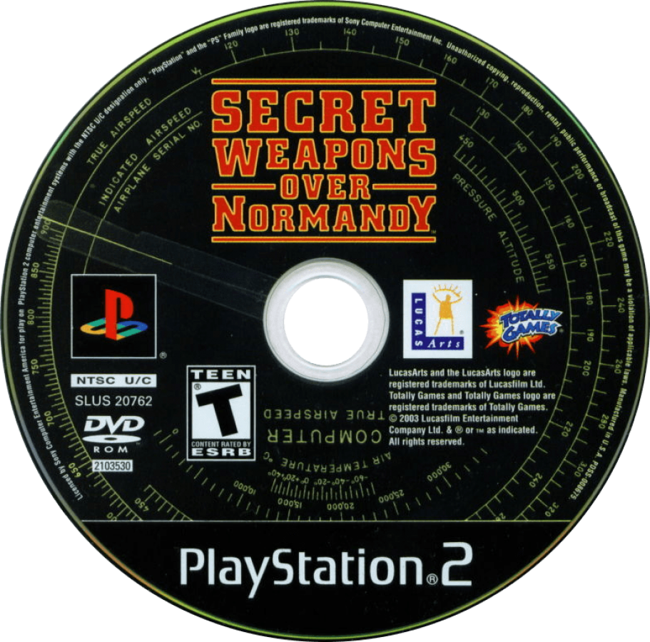 Secret Weapons Over Normandy WWII Aircraft combat simulation game for PlayStation 2 disc