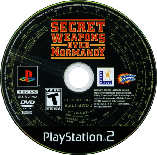 Secret Weapons Over Normandy WWII Aircraft combat simulation game for PlayStation 2 disc
