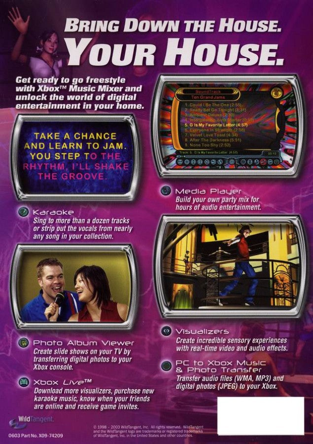 Xbox Music Mixer for Xbox (Xbox), back of case music rhythm video game.