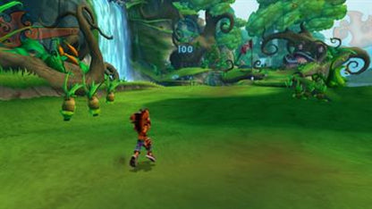 Crash of the Titans Xbox 360 X360 for action platforming video game fans featuring Crash Bandicoot combat mutant enemies jungle environments enemy hijacking abilities platforming challenges colorful levels boss battles and fast paced cartoon adventure gameplay collectible gaming appeal gameplay