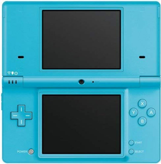 Nintendo DSi System in Aqua at Gamers INC, featuring a sleek dual-screen design with a built-in camera and a custom modded interface to expand your handheld gaming library for the ultimate portable Nintendo experience open screens
