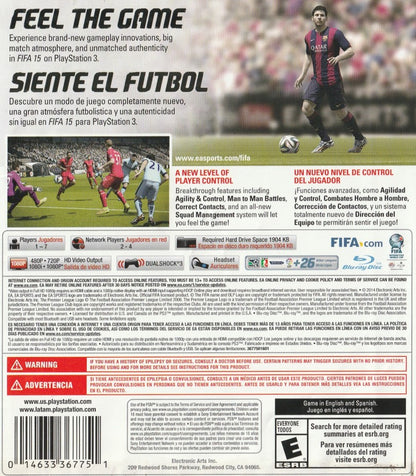 FIFA 15 back cover art for PlayStation 3 (PS3) video game