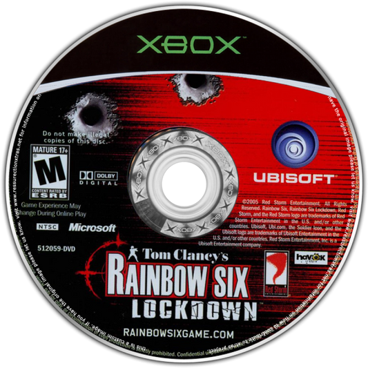 Tom Clancy's Rainbow Six: Lockdown disc for Xbox (XBOX) video game