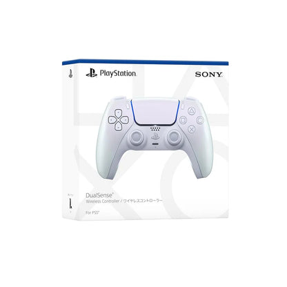 DualSense Wireless Controller Chroma Pearl wireless controller for PlayStation 5 featuring an iridescent pearl finish that shifts pink and cream tones from different angles with haptic feedback adaptive triggers built in microphone USB C charging and ergonomic DualSense design for immersive gaming on PS5 PC and mobile devices