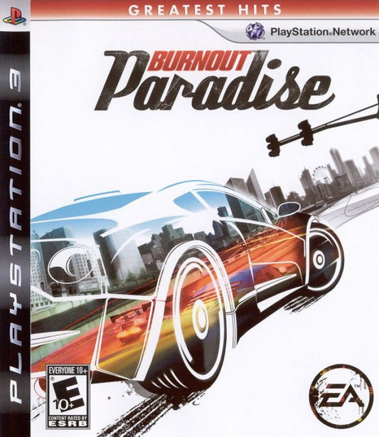 Burnout Paradise Greatest Hits retro PlayStation 3 video game Burnout Paradise open world racing high speed crashes arcade driving multiplayer action console title PlayStation 3 release cover art