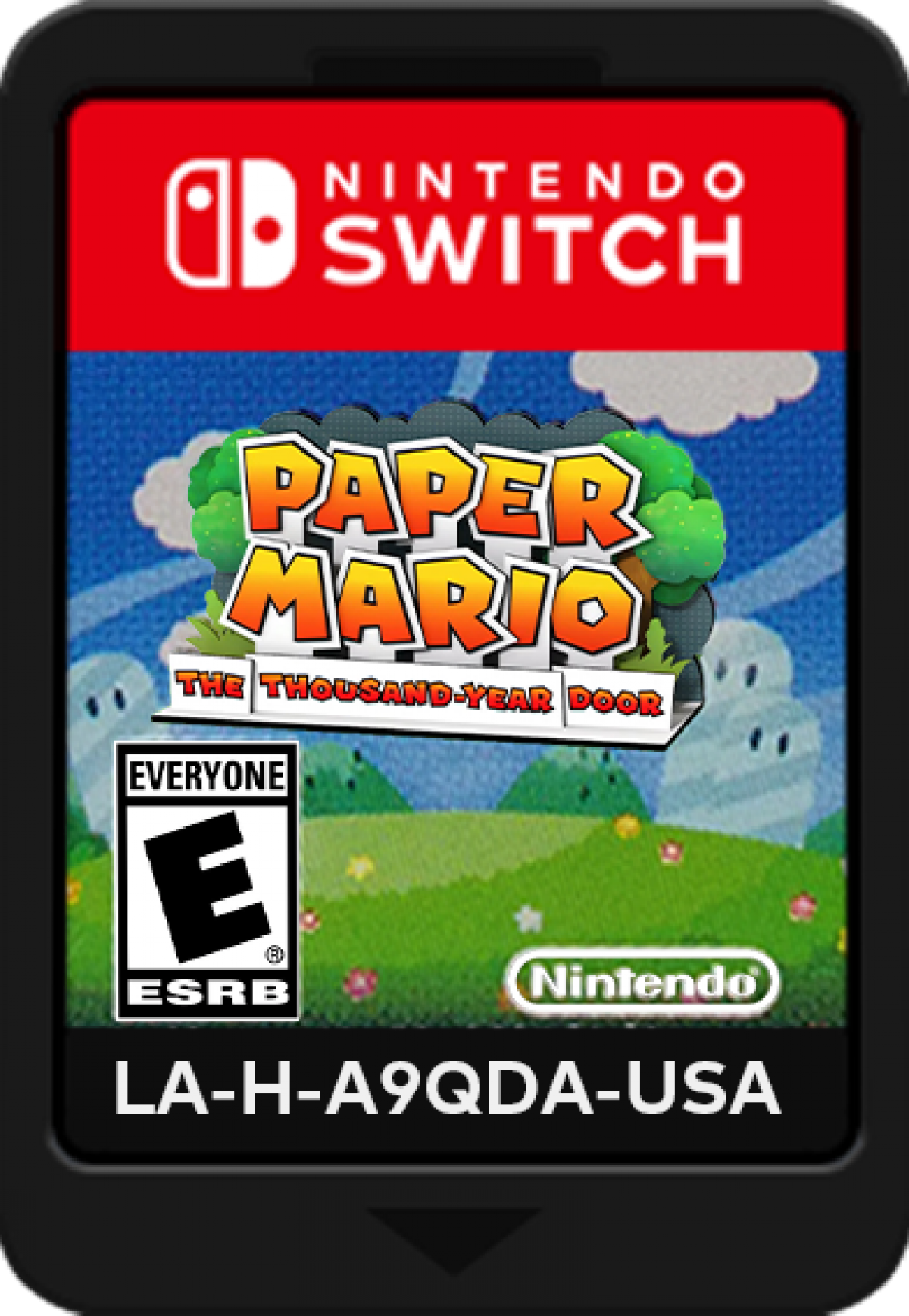 Paper Mario The Thousand-Year Door Nintendo Switch game featuring turn-based RPG combat, charming storybook visuals, and classic Mario adventure cartridge