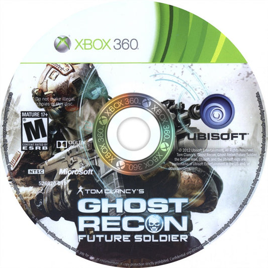 Tom Clancys Ghost Recon Future Soldier retro Xbox 360 video game featuring tactical military shooter gameplay, squad based combat, stealth action missions and classic Xbox 360 entertainment - disc