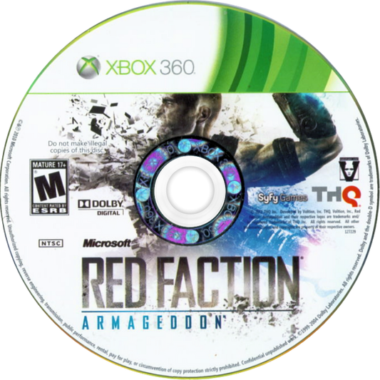 Retro Red Faction Armageddon Xbox 360 inspired design featuring sci fi third person shooter aesthetic vintage HD era Martian underground destruction geomod gameplay alien infestation explosive combat futuristic rebellion industrial ruins chaos nostalgic action game presentation disc