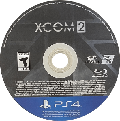 XCOM 2 – PlayStation 4 (PS4) video game disc, turn-based tactical strategy game.