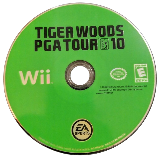 Tiger Woods PGA Tour 10 golf sports video game featuring realistic PGA courses professional golfers advanced swing mechanics competitive tournament modes and immersive EA Sports golfing experience disc