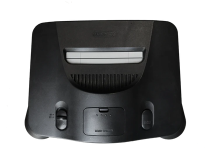 Nintendo 64 Console home video game console 64 bit system cartridge based gaming hardware four controller ports classic retro Nintendo system top view of console