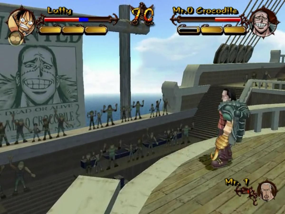 One Piece Grand Adventure GameCube game featuring anime-style fighting gameplay and adventure modes with One Piece characters Luffy Vs Mr.O Crocodile