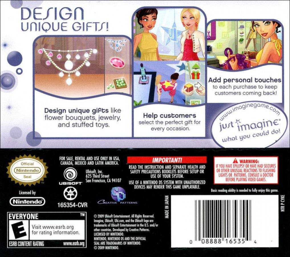 Imagine: Boutique Owner – Nintendo DS: Design and manage your own fashion boutique, create outfits, and serve stylish customers back cover