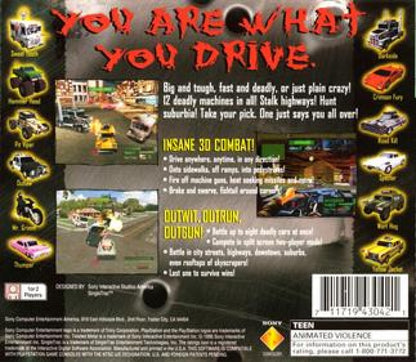 Twisted Metal Greatest Hits PlayStation 1 PS1 for vehicular combat video game fans featuring armed vehicles intense arena battles destructive weapons explosive combat unique drivers challenging opponents and classic Sony PlayStation action gameplay collectible retro gaming appeal back