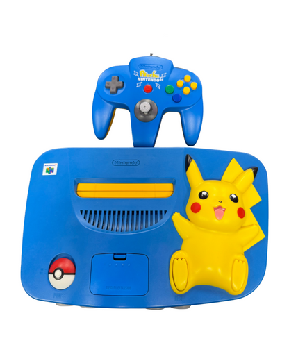 Pikachu Nintendo 64 Console Japanese model Nintendo 64 console with blue Pikachu shell Pokémon edition collectible retro gaming system