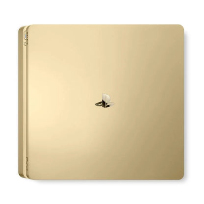 PlayStation 4 PS4 Slim Gold console featuring sleek limited edition gold finish 1TB storage Blu ray gaming HDR support Wi Fi connectivity wireless DualShock 4 controller compatibility immersive gaming and entertainment system collectible gaming appeal