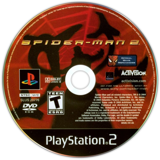Spider Man 2 PS2 PlayStation 2 open world action adventure superhero game web swinging combat New York City exploration retro video game disc