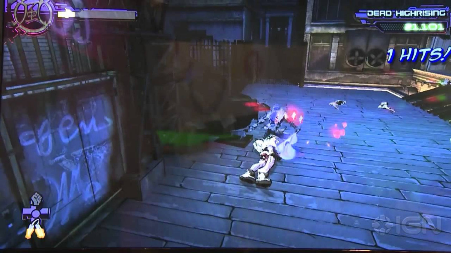 Yaiba Ninja Gaiden Z Xbox 360 action hack and slash video game zombie apocalypse cyber ninja combat gameplay screenshot