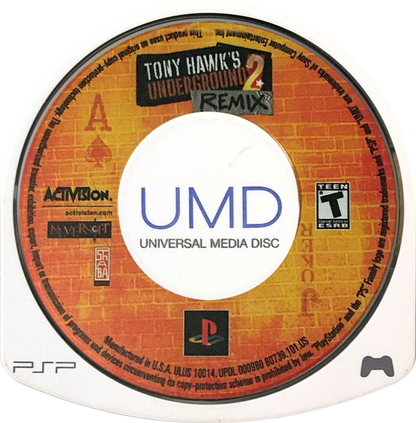 Tony Hawk’s Underground 2 Remix PSP game featuring fast-paced skateboarding action, classic trick-based gameplay, and portable versions of fan-favorite levels disc