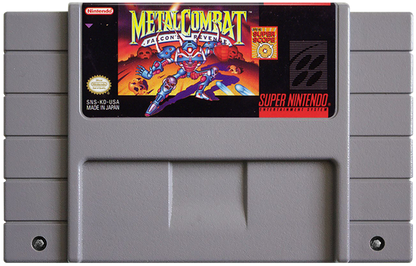 Metal Combat Super Nintendo SNES light gun shooter Super Scope 6 compatible mech robot combat first person shooting futuristic warfare Nintendo action game retro 16 bit gaming Super Nintendo Entertainment System software video game title cartridge
