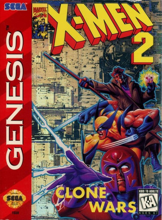 X-Men 2 The Clone Wars cover art for Sega Genesis GEN video game