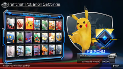 Pokkén Tournament DX Nintendo Switch video game, fighting action, Pokémon battles, competitive multiplayer gameplay, console title main menu character select