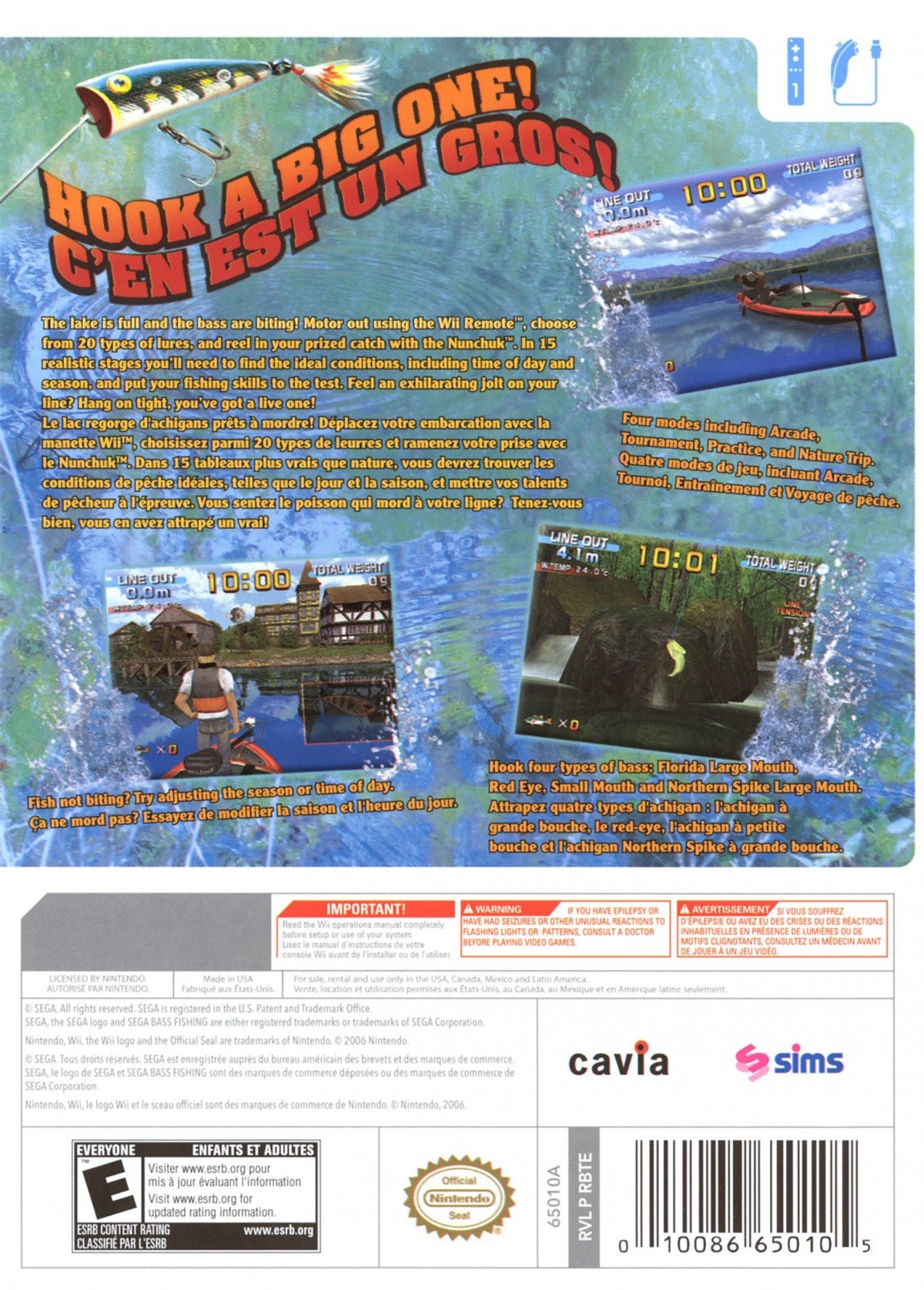 Sega Bass Fishing – Nintendo Wii (Wii) fishing simulation sports video game back of case