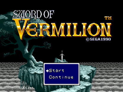 Sword of Vermilion title screen for Sega Genesis (GEN) video game