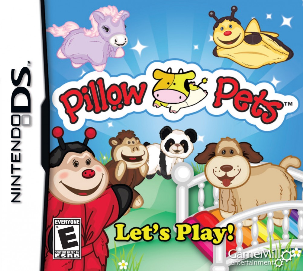 Pillow Pets for Nintendo DS, cover image for a kids adventure video game with mini-games, pet care gameplay, puzzle challenges, and family-friendly activities