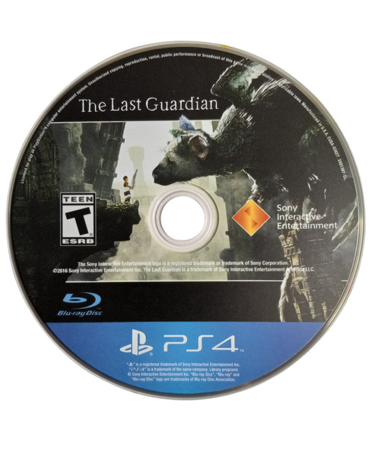 The Last Guardian PlayStation 4 game featuring emotional action adventure gameplay and puzzle-solving with a giant creature companion disc