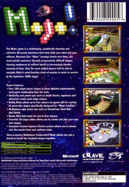 Mojo! back cover art for Xbox (XBOX) video game