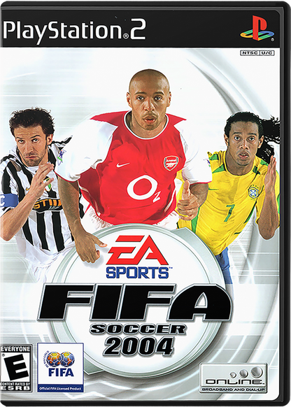 FIFA 2004 cover art for PlayStation 2 (PS2) international soccer sports simulation video game