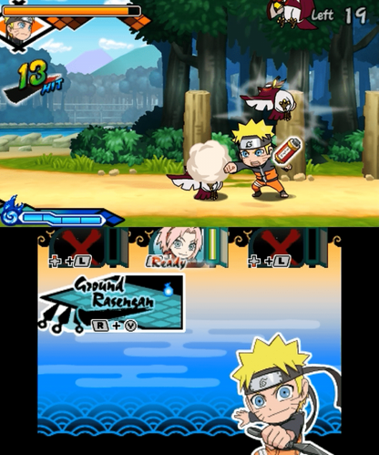 Naruto: Powerful Shippuden gameplay for Nintendo 3DS (3DS) action fighting video game