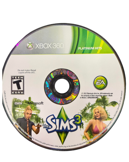The Sims 3 Platinum Hits for Xbox 360 life simulation video game featuring open ended gameplay character creation home building social interactions and classic Maxis franchise experience disc