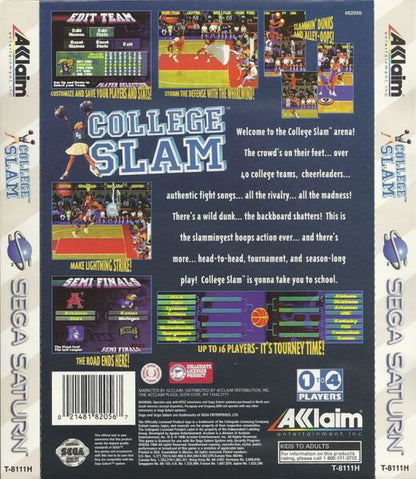 College Slam back cover art for Sega Saturn (SS) video game