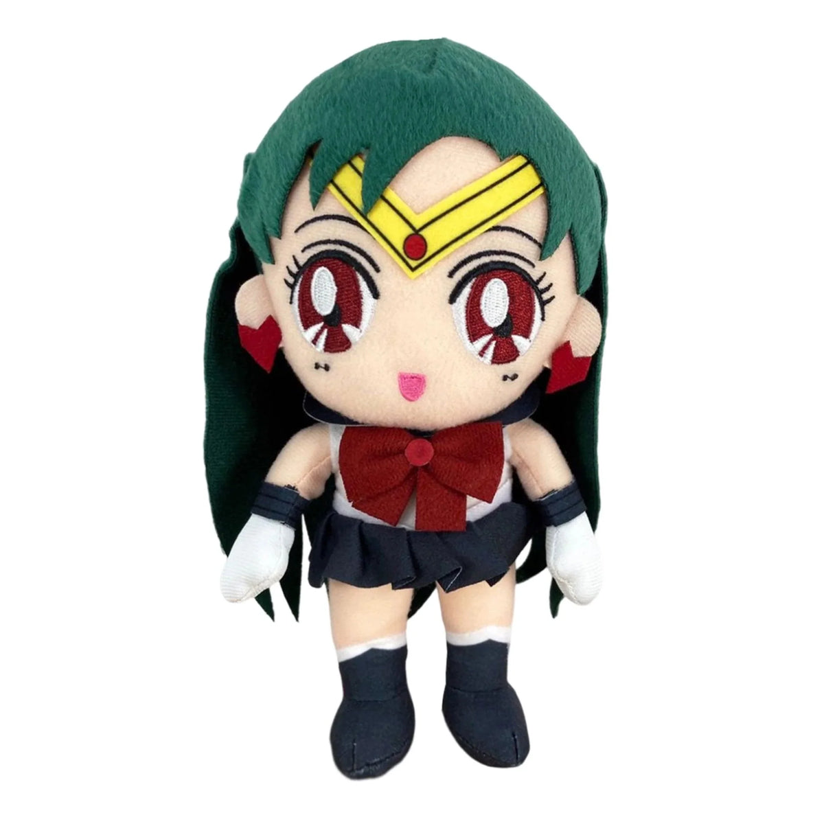 Sailor Moon Pluto 8 Inch Plush Sailor Pluto anime collectible stuffed toy featuring Sailor Pluto character design from Sailor Moon dark green hair garnet red accents Time-Space Door guardian styling soft plush fabric 8 inch display size magical girl anime merchandise collectible character plush Sailor Moon fan gift shelf decor and Japanese anime collection appeal