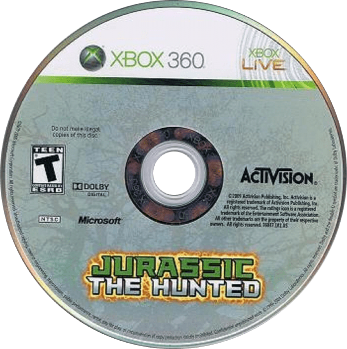 Jurassic: The Hunted disc for Xbox 360 (X360) first-person shooter dinosaur survival video game