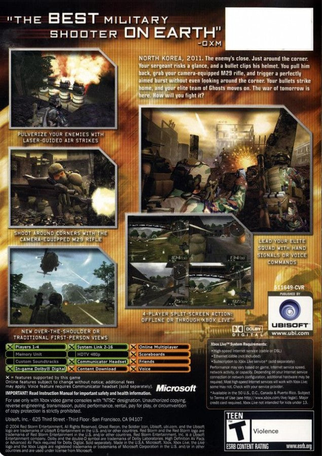 Tom Clancy's Ghost Recon 2 - 2011: Final Assault back cover art for Xbox (XBOX) video game