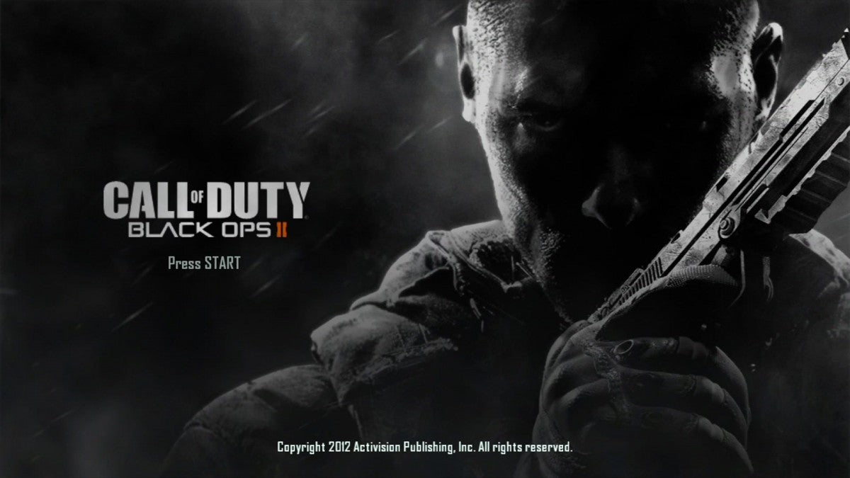 Call of Duty: Black Ops II start screen for Xbox 360 (X360) first-person shooter video game