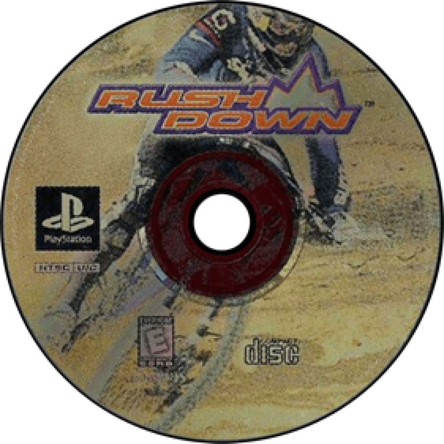 Rush Down retro arcade racing action game for PlayStation 1 (PS1) disc